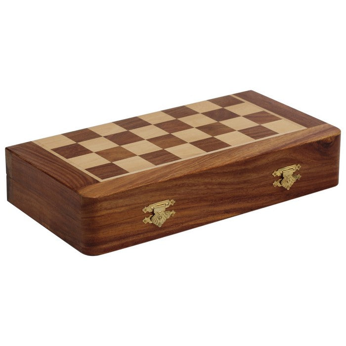 Benzara Handmade Wooden Foldable Chess Set, Brown