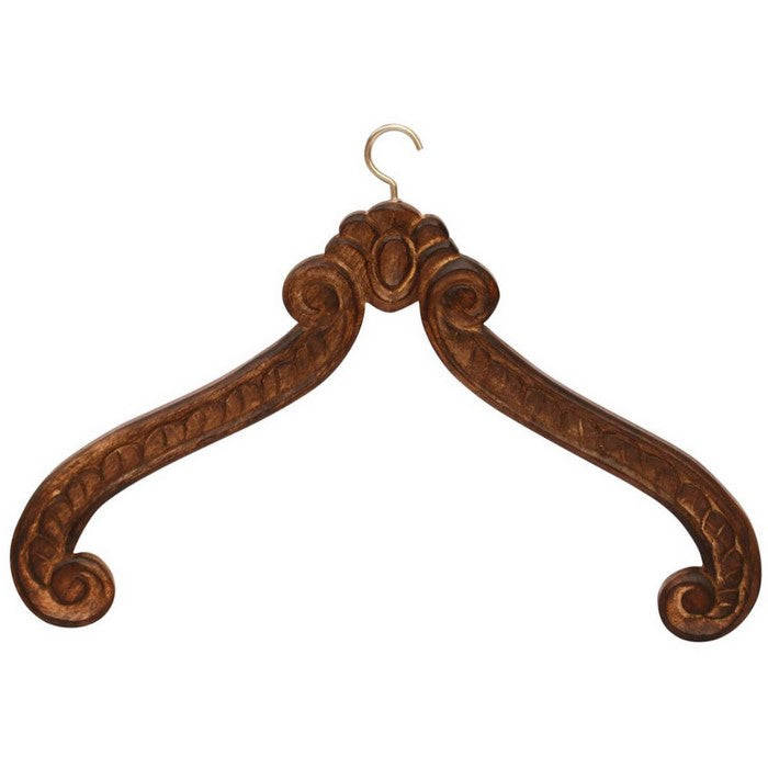 Benzara Hand Carved Wedding Dress Hanger In Mango Wood, Brown