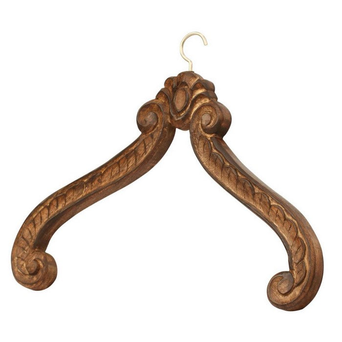 Benzara Hand Carved Wedding Dress Hanger In Mango Wood, Brown