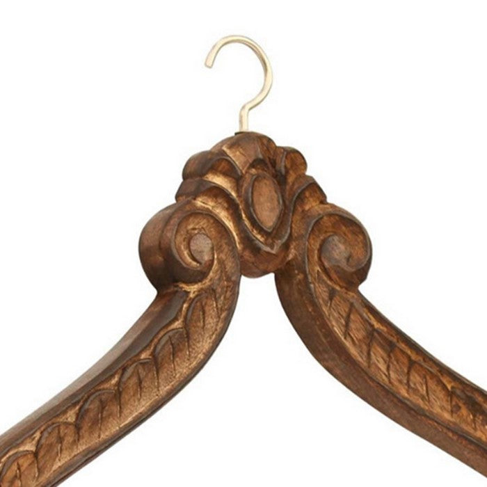 Benzara Hand Carved Wedding Dress Hanger In Mango Wood, Brown