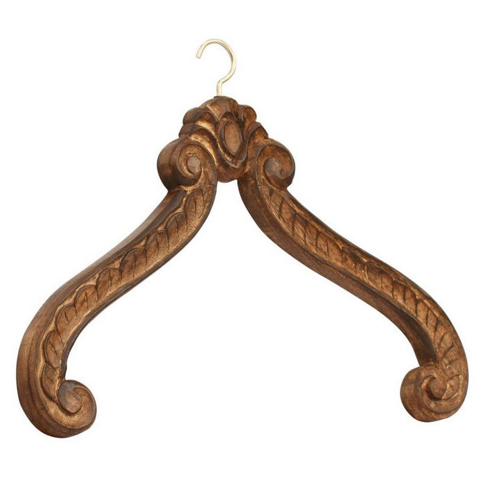 Benzara Hand Carved Wedding Dress Hanger In Mango Wood, Brown