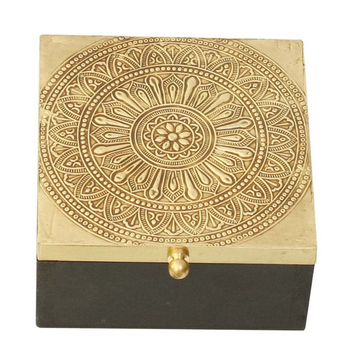 Benzara Handmade Set Of 6Decorative Square Coasters With Holder