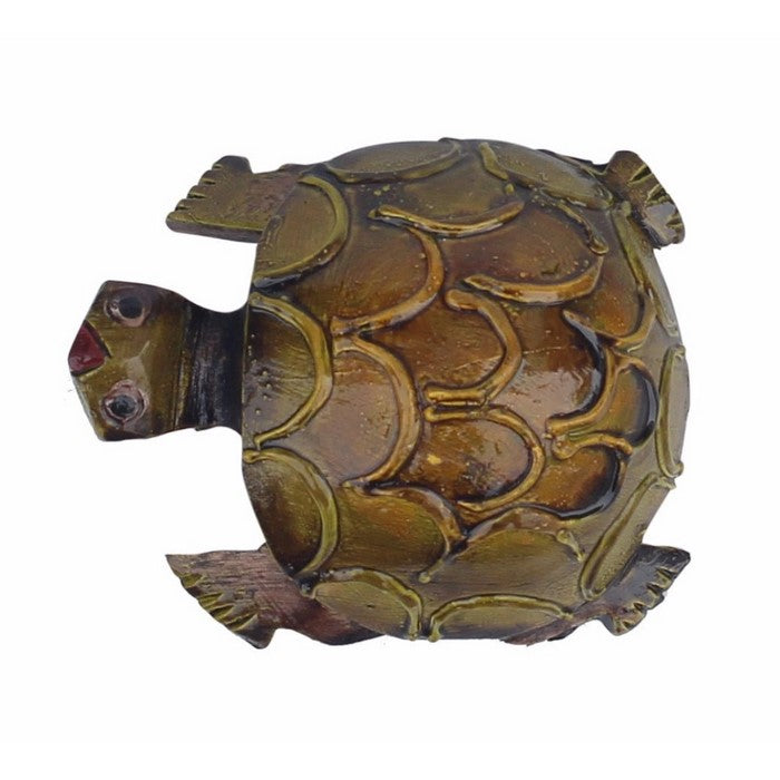 Hand Carved Olive Green Sea Turtle Statue In Wood Benzara Brand
