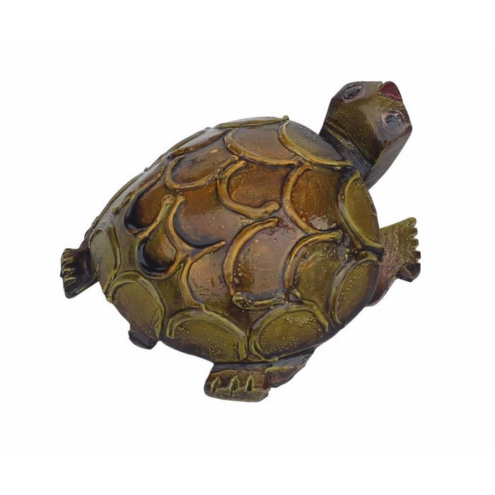 Hand Carved Olive Green Sea Turtle Statue In Wood Benzara Brand
