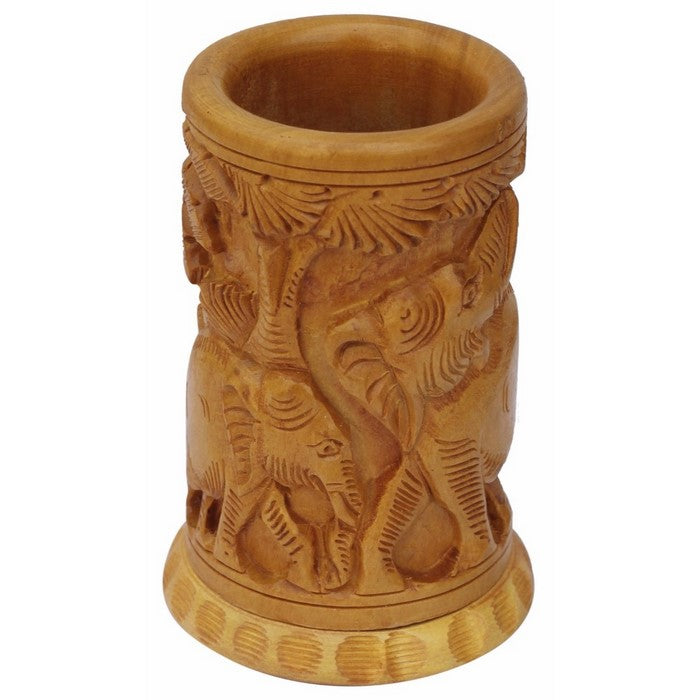 Traditional Style Handmade Desk Organiser To Hold Pen Or Pencil In Wood By Benzara