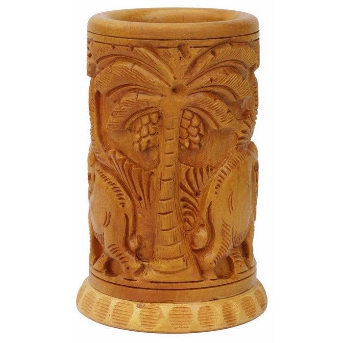 Traditional Style Handmade Desk Organiser To Hold Pen Or Pencil In Wood By Benzara