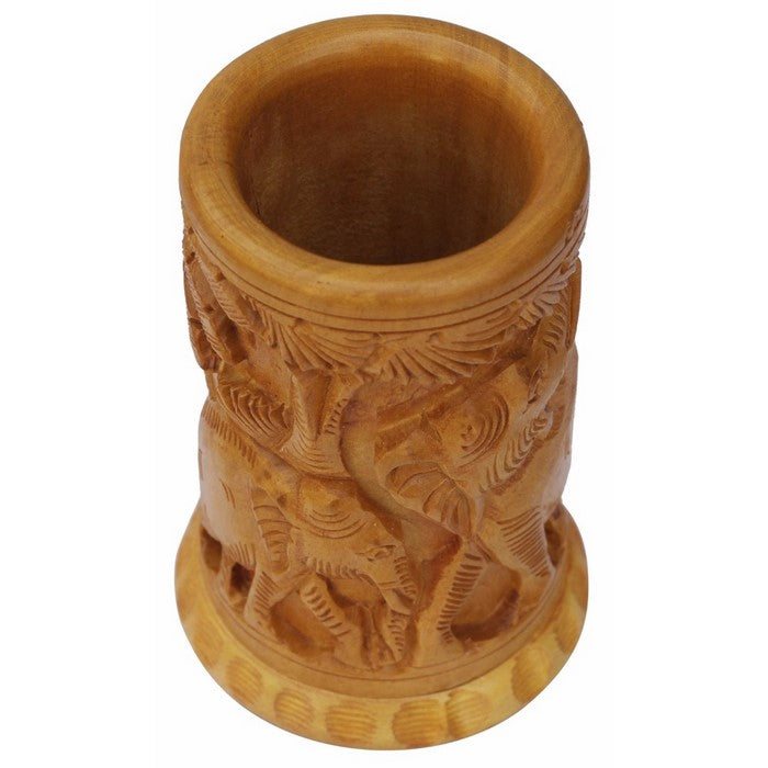 Traditional Style Handmade Desk Organiser To Hold Pen Or Pencil In Wood By Benzara
