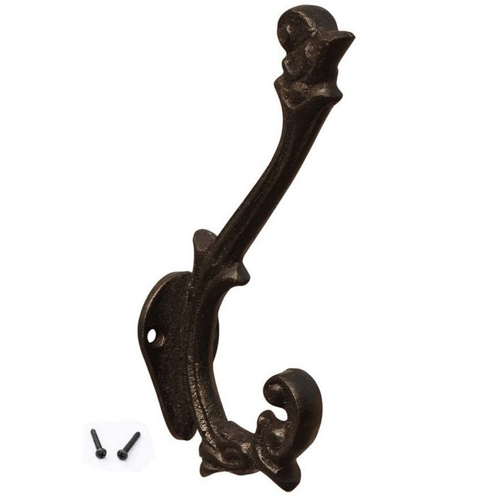 Handmade Vintage Style Coat and Hat Wall Hook In Wrought Iron Benzara Brand