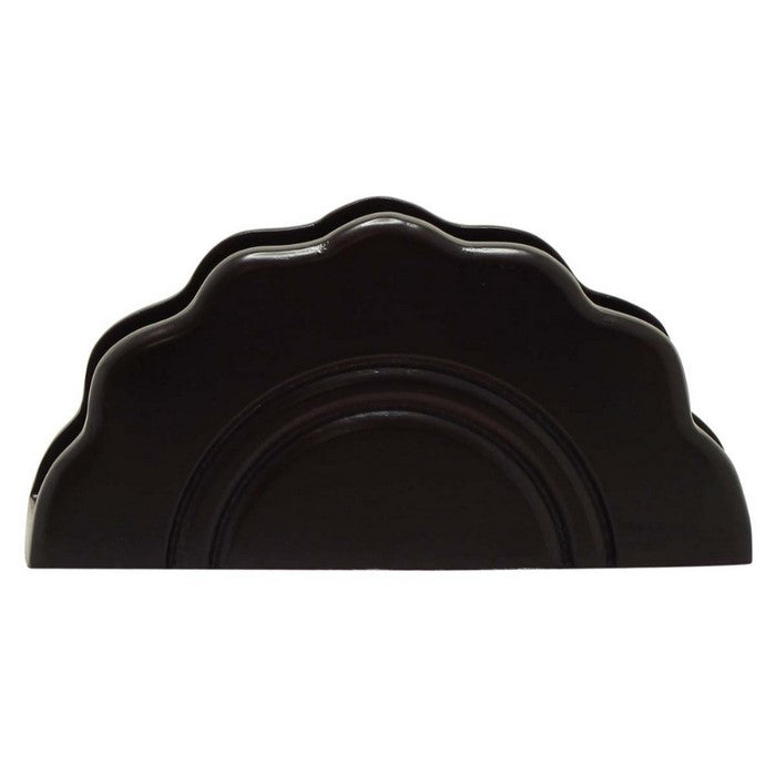 Handmade Black Wood Napkin Holder Or Table Organizer with Curvy Design By Benzara