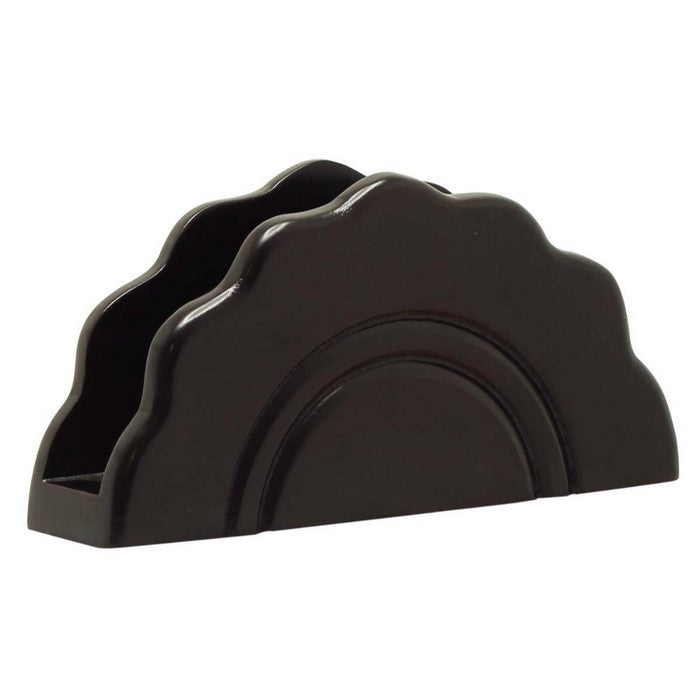 Handmade Black Wood Napkin Holder Or Table Organizer with Curvy Design By Benzara