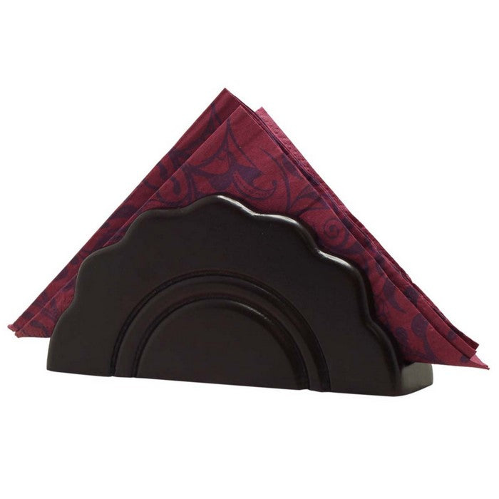 Handmade Black Wood Napkin Holder Or Table Organizer with Curvy Design By Benzara