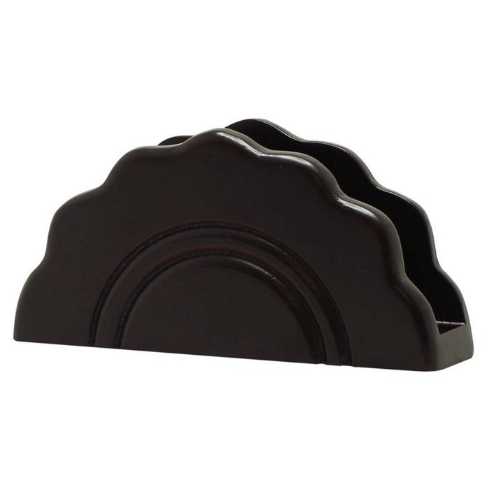 Handmade Black Wood Napkin Holder Or Table Organizer with Curvy Design By Benzara