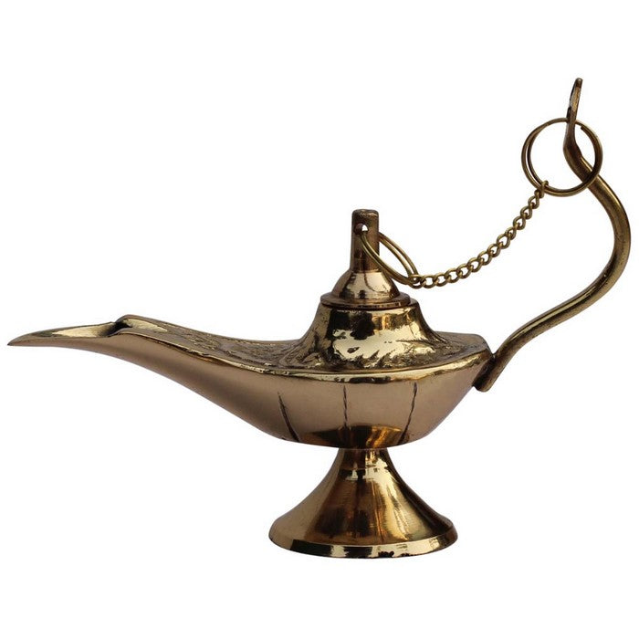 Handmade Vintage Look Aladdin Lamp Sculpture In Brass With Gold Finish By Benzara