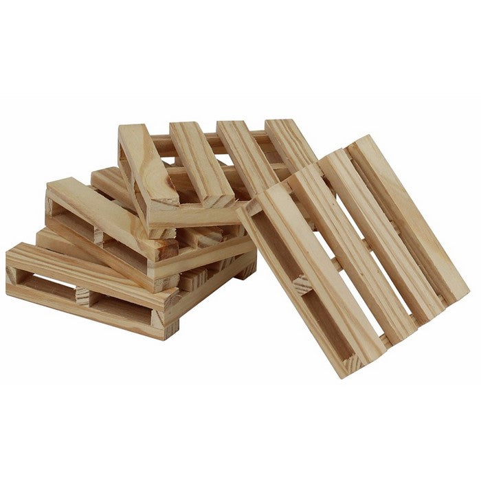 Benzara Durable Pallet Bar Coasters In Wood, Pack Of 4, Brown