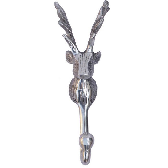Rustic Look Single Robe Antler Shaped Wall Mounted Hook In Aluminum By Benzara
