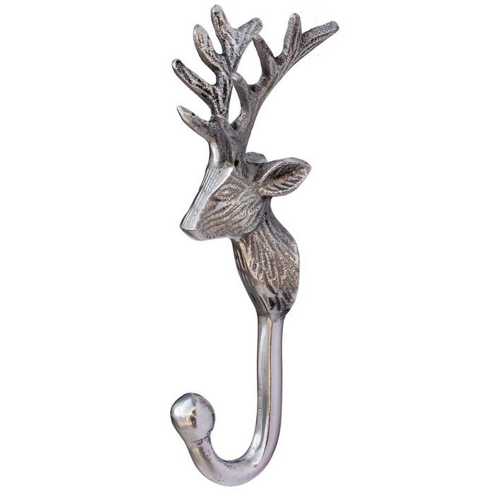 Rustic Look Single Robe Antler Shaped Wall Mounted Hook In Aluminum By Benzara