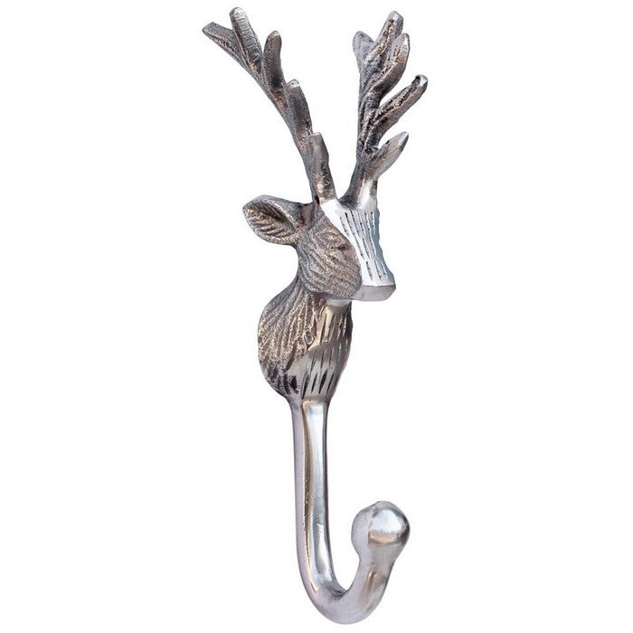 Rustic Look Single Robe Antler Shaped Wall Mounted Hook In Aluminum By Benzara