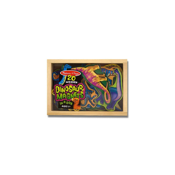 Melissa & Doug Magnetic Wooden Dinosaurs in a Wooden Storage Box (20 pcs)