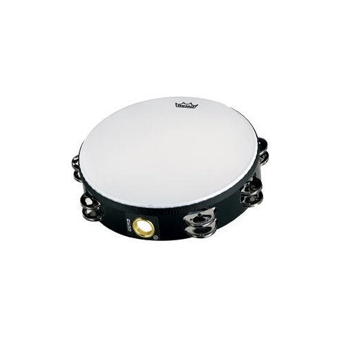 REMO Tambourine, Economy, 6" Diameter, 6 Pairs Jingles x 1 Row, QUADURA Black