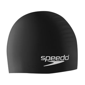 Speedo Silicone Solid Swim Cap, Black, One Size