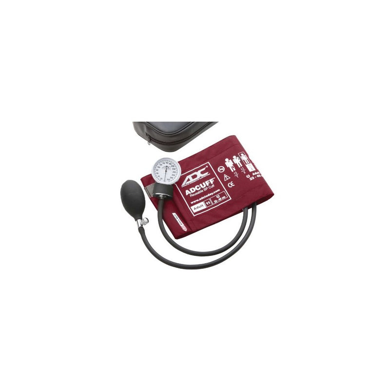 ADC Prosphyg 760 Pocket Aneroid Sphygmomanometer with Adcuff Nylon Blood Pressure Cuff, Adult, Burgundy