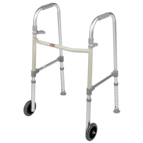 Carex Dual Paddle Folding Walker with 5" Wheels and Glides