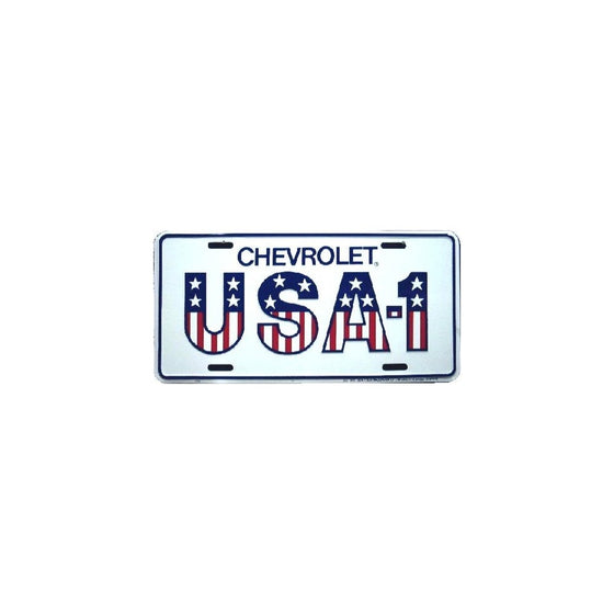 USA-1 Chevrolet embossed metal auto tag 6 x 12