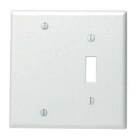 Leviton 88006 2-Gang 1-Toggle 1-Blank Device Combination Wallplate, Standard Size, Thermoset, Box Mount, White
