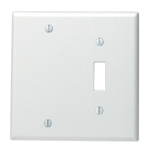 Leviton 88006 2-Gang 1-Toggle 1-Blank Device Combination Wallplate, Standard Size, Thermoset, Box Mount, White