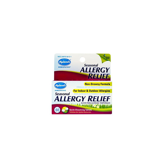 Hyland's Seasonal Allergy Relief Tablets, Natural Non-Drowsy Indoor & Outdoor Allergy Relief, 60 Count