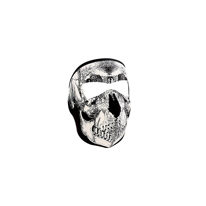 Zanheadgear Neoprene Full Face Mask, Black and White Skull Face