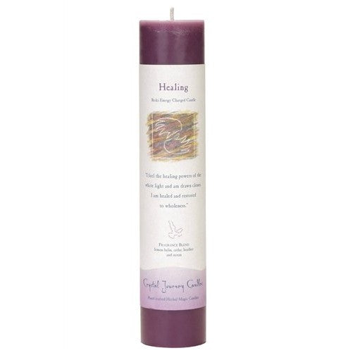 Crystal Journey Reiki Charged Herbal Magic Pillar Candle - HEALING - Made with Aromatherapy Essential Oils of Cedar and Lemon Balm