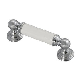 Hickory Hardware P3412-CHW 3-Inch Gaslight Pull, Chrome And White