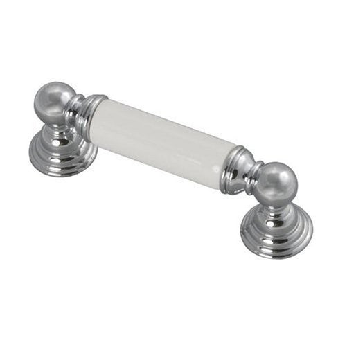 Hickory Hardware P3412-CHW 3-Inch Gaslight Pull, Chrome And White