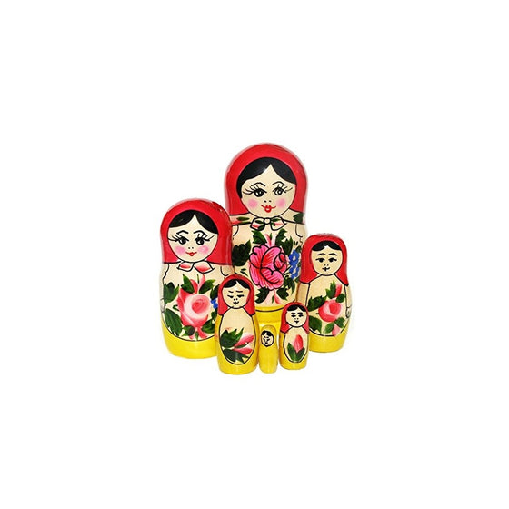 5.5" Set of 6 Semenov Wooden Russian Nesting Dolls - Matryoshka Stacking Nested Wood Dolls