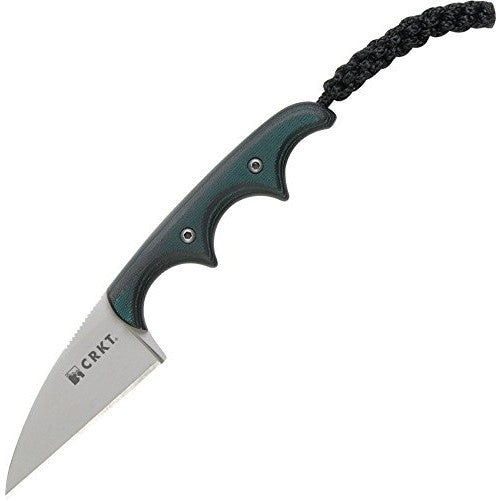 CRKT Minimalist Wharncliffe Neck Knife: Compact Fixed Blade Knife - 2385 Folts Utility Knife - Bead Blast Blade, Resin Infused Fiber Handle & Sheath