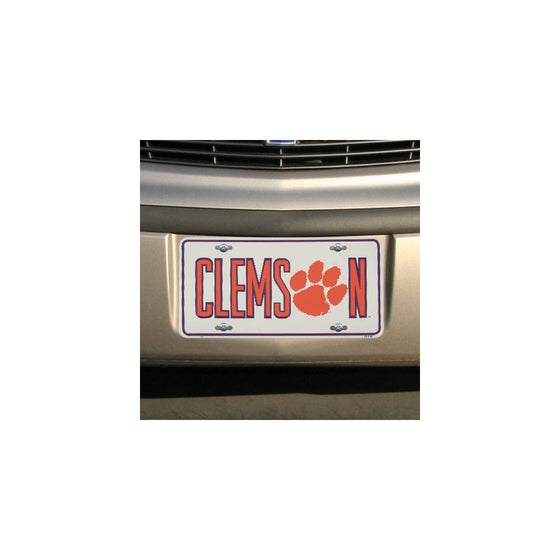 NCAA Clemson Tigers White Metal License Plate