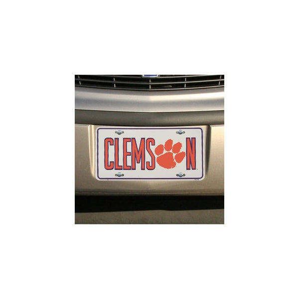 NCAA Clemson Tigers White Metal License Plate