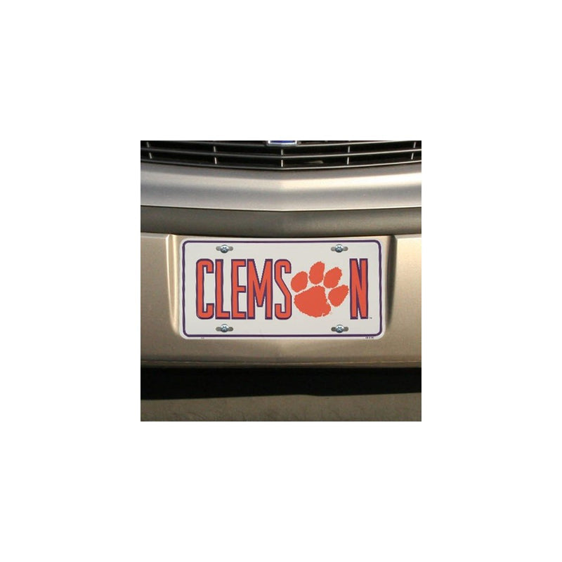 NCAA Clemson Tigers White Metal License Plate