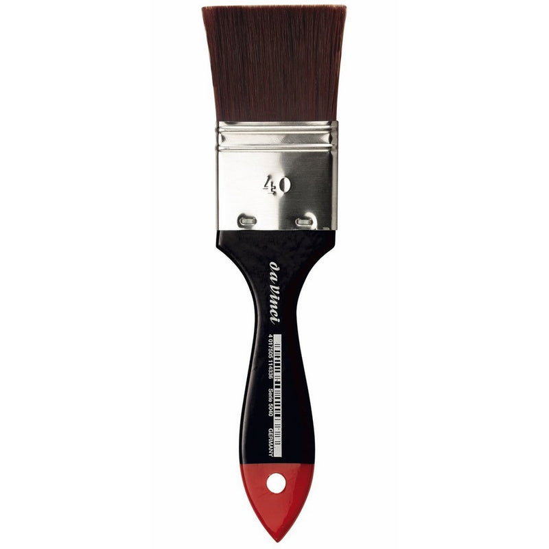 da Vinci Oil & Acrylic Series 5040 Top Acryl Paint Brush, Flat Mottler Red/Brown Synthetic with Plainwood Handle, Size 40