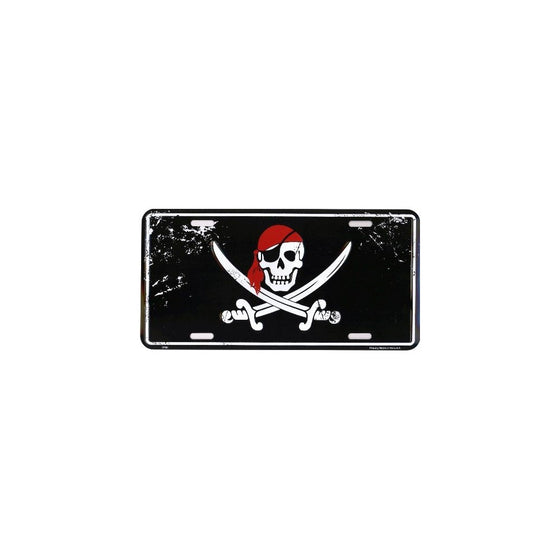 HangTime Pirate Head Metal License Plate 6 x 12