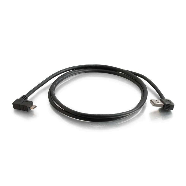 C2G 28114 USB Cable - USB 2.0 Right Angle A Male to Micro-USB B Right Angle Male Cable, Black (6.6 Feet, 2 Meters)