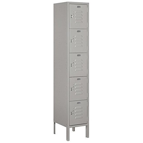 Salsbury Industries 65152GY-U Five Tier Box Style 12-Inch Wide 5-Feet High 12-Inch Deep Unassembled Standard Metal Locker, Gray