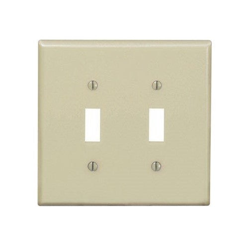 Leviton R51-00PJ2-00I 2-Gang Midway Size Ivory Toggle Device Wall Plate