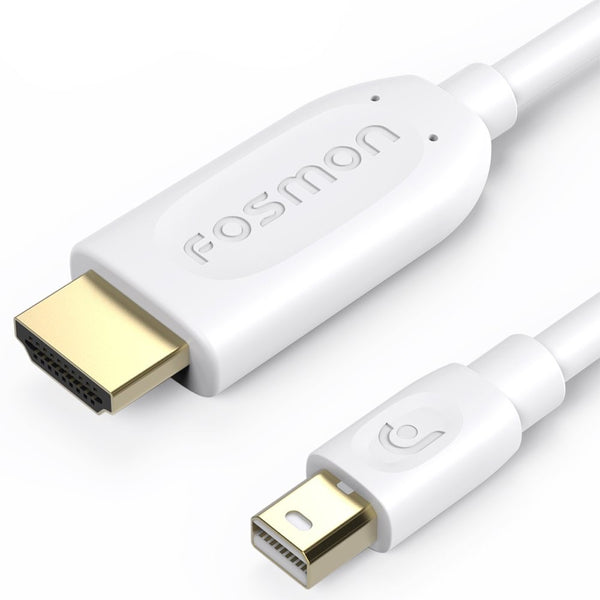 Fosmon HD1834 Mini DisplayPort to HDMI (6 FT), Mini DP [Thunderbolt Port Compatible] to HDMI Cable Adapter For Surface Pro, MacBook Pro, iMac, Mac Mini - Gold Plated (White)