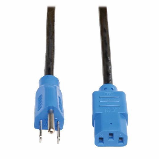 Tripp Lite Standard Computer Power Cord 10A,18AWG (NEMA 5-15P to IEC-320-C13 with Blue Plugs) 4-ft.(P006-004-BL)