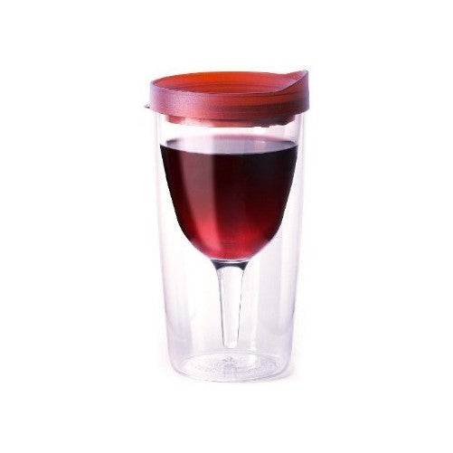 Vino2Go Double Wall Insulated Acrylic Wine Tumbler with Merlot Slide Top Lids 10 oz.