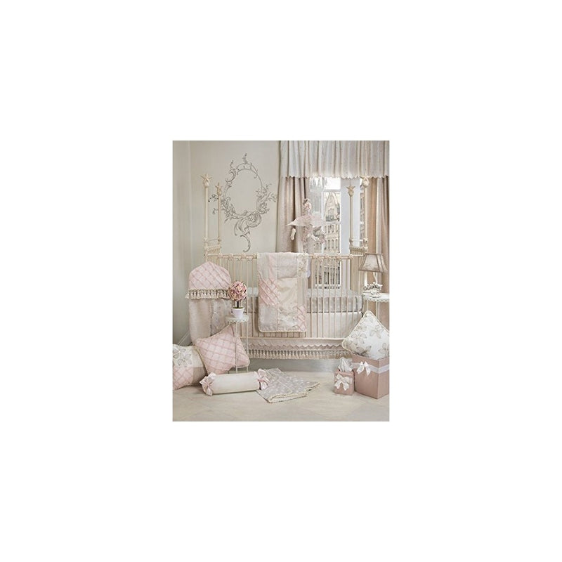 Crib Bedding Set Florence by Glenna Jean | Baby Girl Nursery Hand Crafted with Premium Quality Fabrics | Includes Quilt, Sheet and Bed Skirt with Pink and Ivory Accents