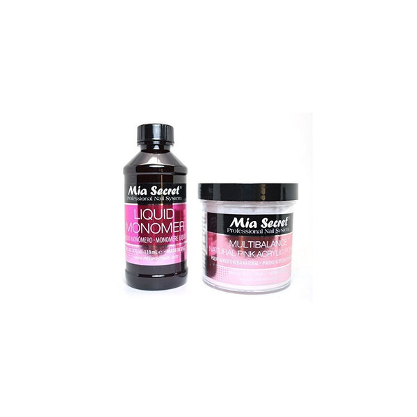 MIA SECRET 4oz LIQUID MONOMER 4oz NATURAL PINK ACRYLIC POWDER NAIL ART SYSTEM