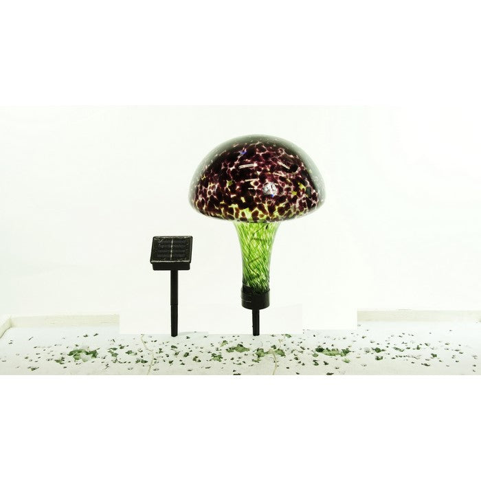 Solar Glass Mushroom with 16 LED Lights
